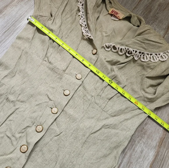 VTG Katie MFG Button Up Maxi Dress 3/4 Sleeve Collared Lightweight Texture Sz 16 - Picture 8 of 13